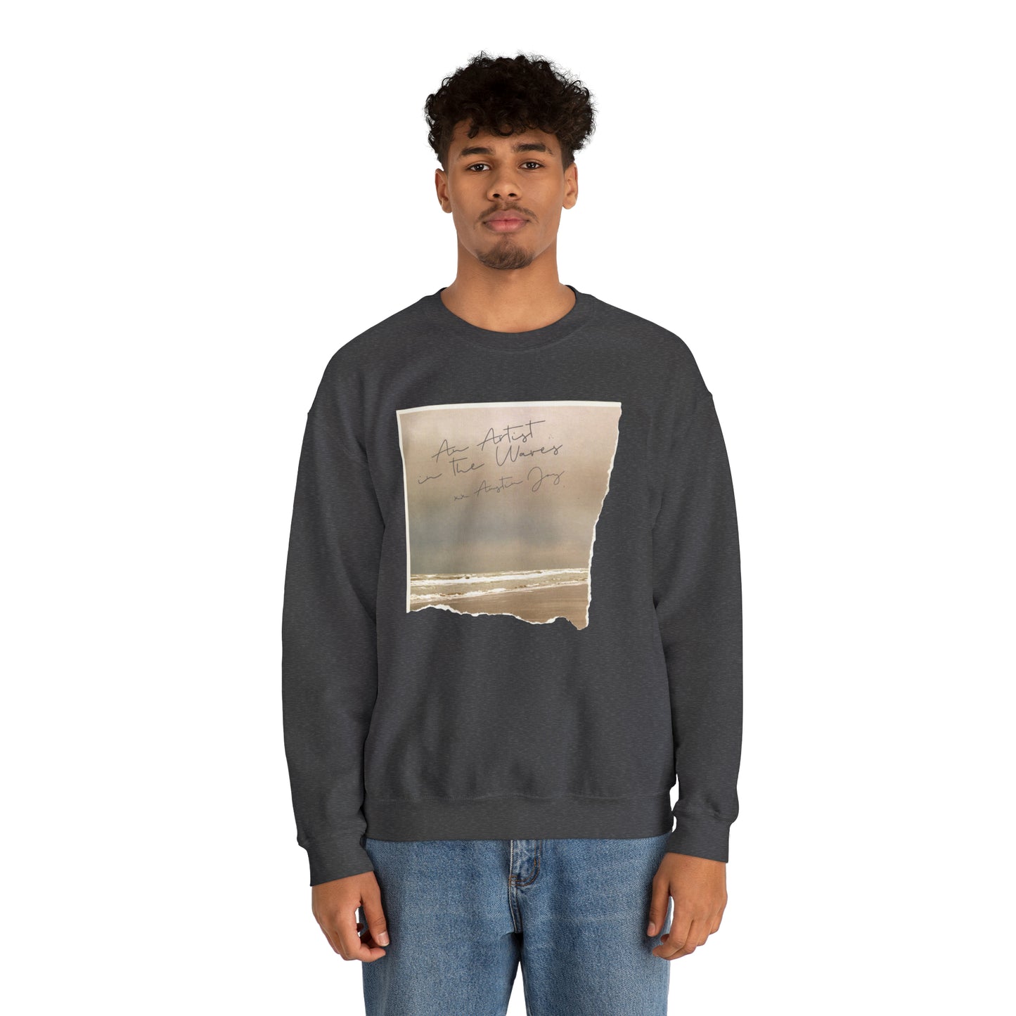 Austin Joy - An Artist in the Waves Ripped Photo - Unisex Heavy Blend™ Crewneck Sweatshirt