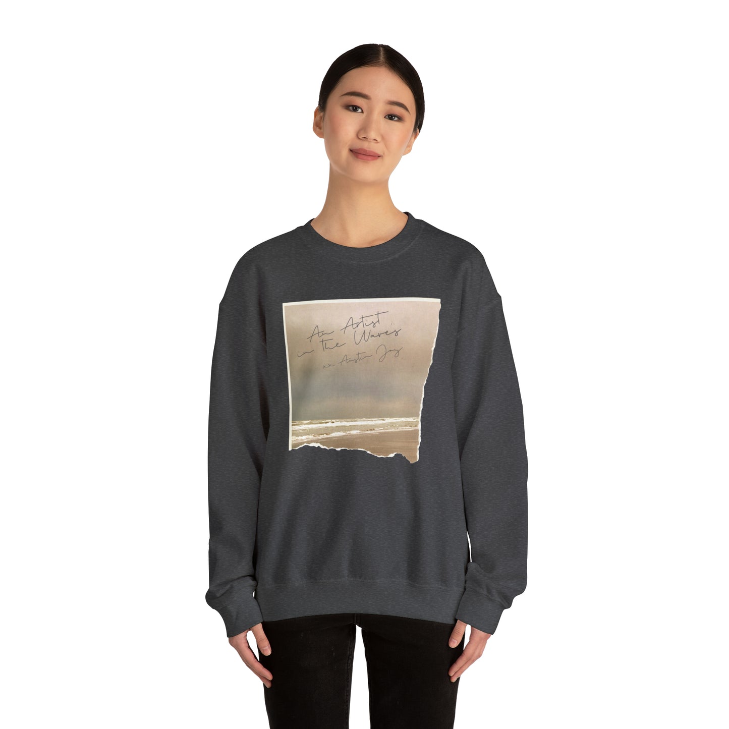 Austin Joy - An Artist in the Waves Ripped Photo - Unisex Heavy Blend™ Crewneck Sweatshirt